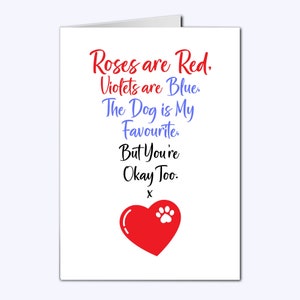 Roses Are Red Dog Is My Favourite Greeting Cards Funny Anniversary Card for Wife Her Husband Him Girlfriend Boyfriend Partner Fiance Fiancee