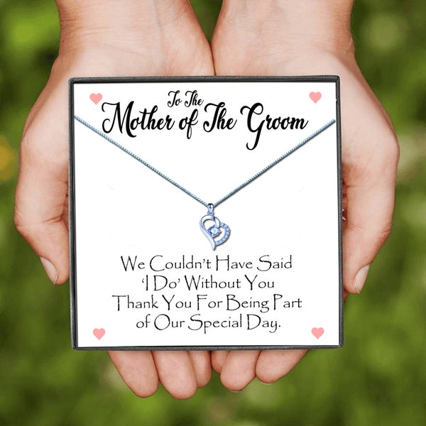 Thank You Mother of The Groom CZ Silver Heat Necklaces, Thank You Wedding Gifts, Bridal Party Gifts, Personalised Thank You Wedding Gifts