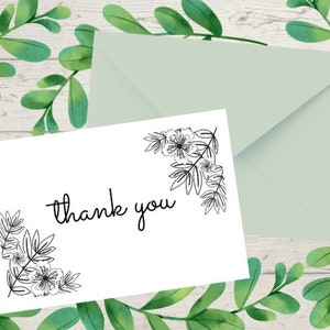 Carte de remerciement florale imprimable