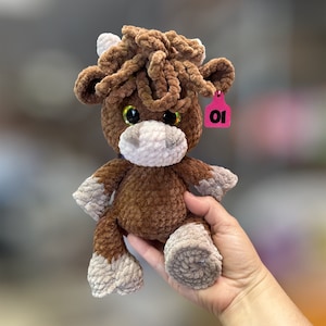 Clara de koe, haakpatroon, PDF, digitaal, downloaden, gehaakt koepatroon, Highland Cow-patroon,