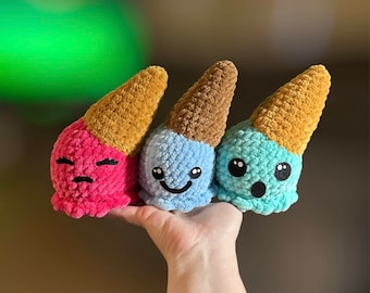 Fallen Ice Cream Cone, Crochet Pattern, Ice Cream Cone, Crochet Ice Cream Cone