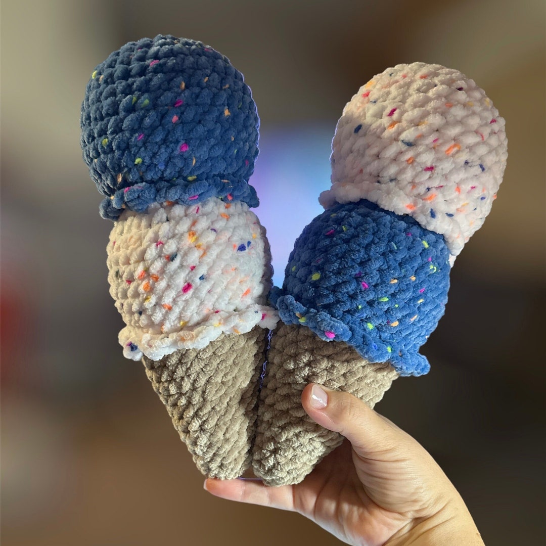 No Sew Double Scoop Ice Cream Cone, Crochet Pattern, Ice Cream Cone