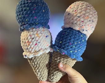 No Sew Double Scoop Ice Cream Cone, Crochet Pattern, Ice Cream Cone, Crochet Ice Cream Cone