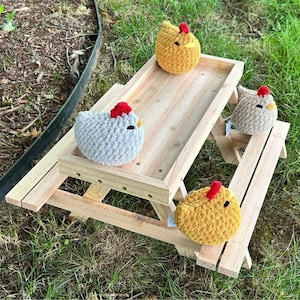 Chicken Picnic Table, Chicken Feeder, Pet Feeder,  Mini Picnic Table,