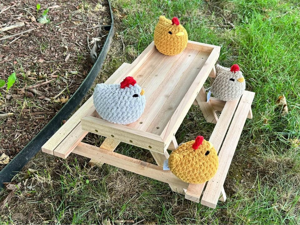 Chicken Picnic Table, Chicken Feeder, Pet Feeder,  Mini Picnic Table,