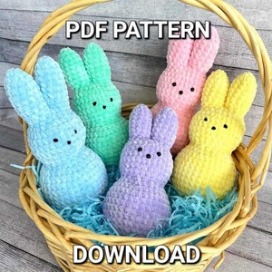 No Sew Peep Bunny, Crochet Pattern, PDF, Digital, Download, Easter Pattern, Peep, Crochet Bunny pattern,