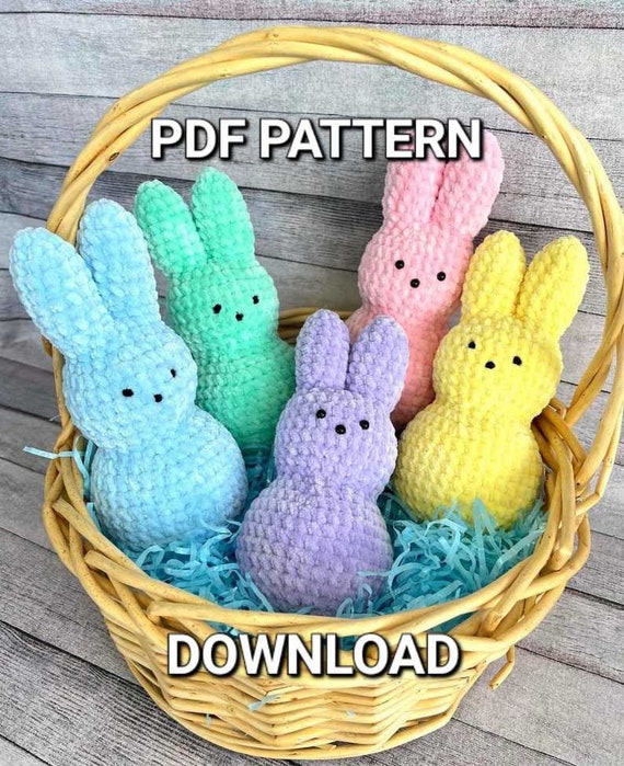 No Sew Peep Bunny, Crochet Pattern, PDF, Digital, Download, Easter Pattern, Peep, Crochet Bunny pattern,