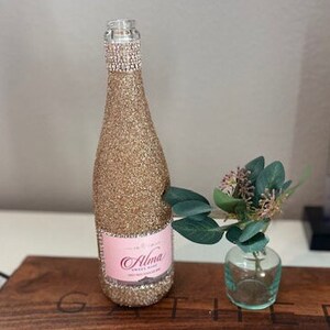 Decorative Champagne Bottle, Champagne Glitter Decor, Bar Cart, Gift Idea, 21st Birthday, Wine Bar Decor, Bachelorette Bling, Wedding