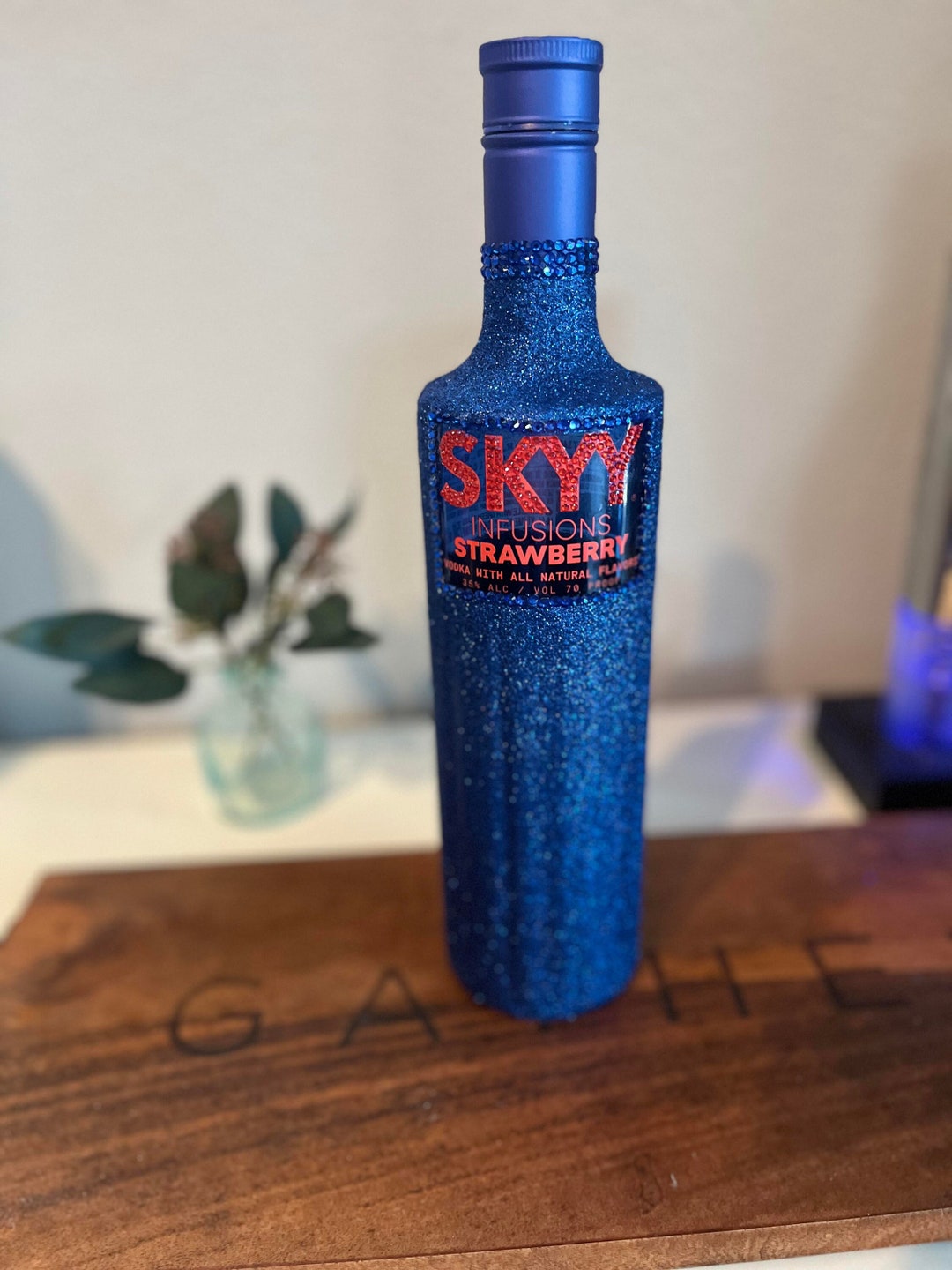 Glitter Blue Skyy Vodka Rhinestones Decorative Glass Bottle - Etsy