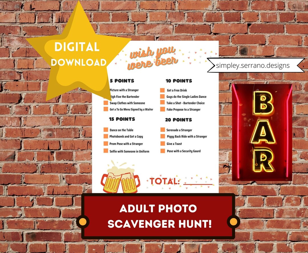 Adult Photo Scavenger Hunt/ Instant Download/ US Letter Size/ Printable ...