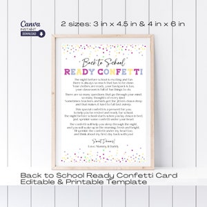 Confetti Night Before School Poem: Printable Gift (Editable Template)