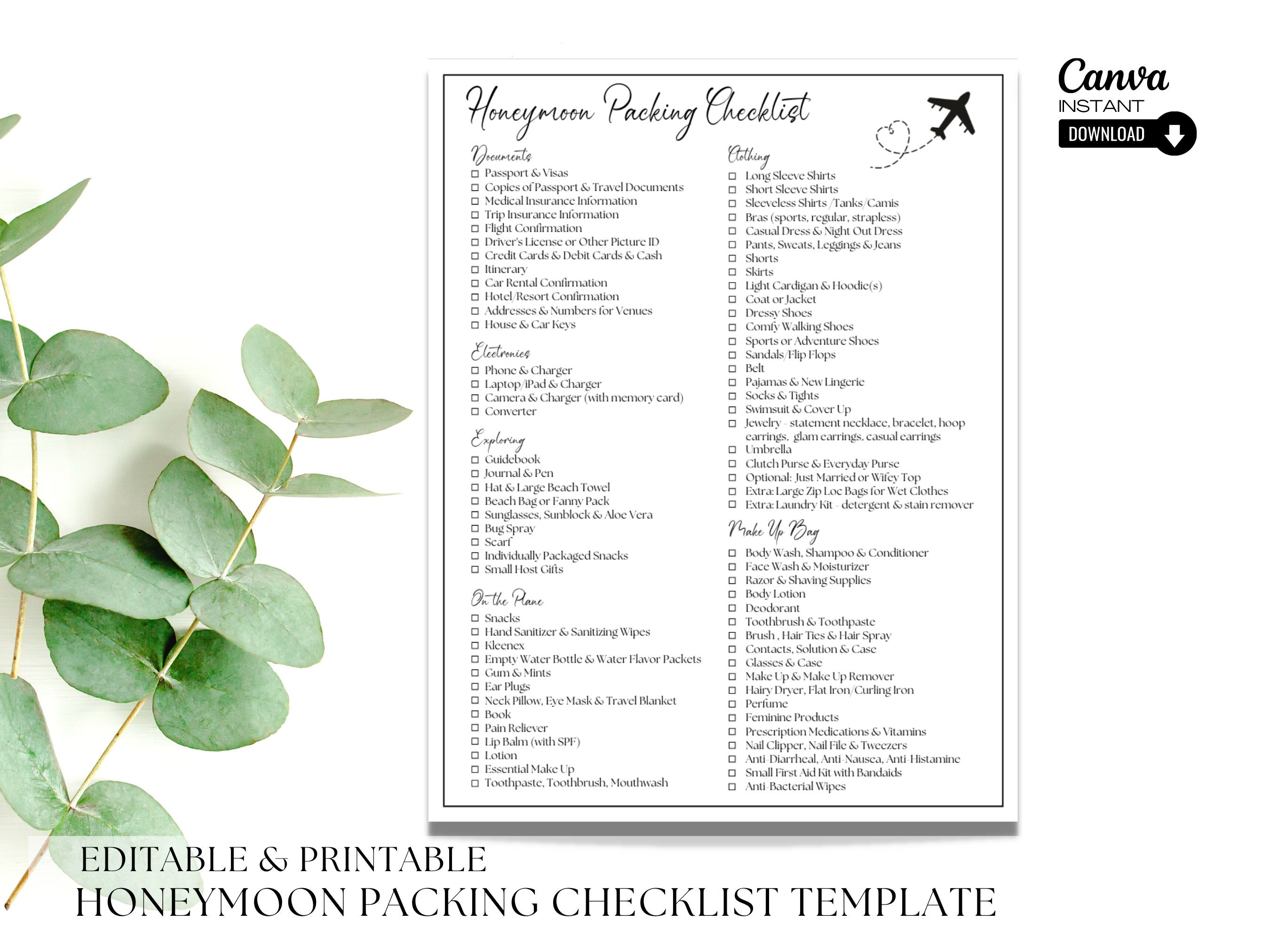 Editable Honeymoon Packing List Template Printable Honeymoon - Etsy