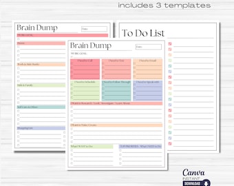 ADHD Brain Dump Printable: Editable To-Do List Template (Canva)