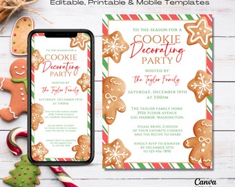 Editable Cookie Decorating Party Invite, Christmas Baking (Digital Download)