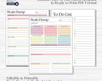 ADHD Brain Dump Printable: modello di elenco di cose da fare modificabile (Canva e PDF)