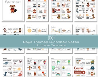 Boys Lunchbox Notes: 100+ Printable Affirmation Cards (Canva Template)