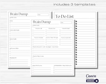 ADHD Brain Dump Printable: Editable To-Do List Template (Digital Download)