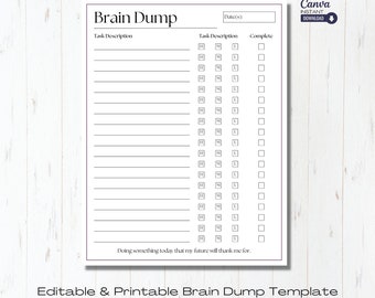 ADHD Brain Dump Printable: Editable To-Do List Template (Canva)