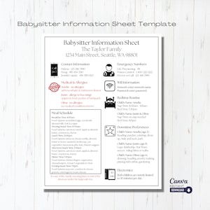 Editable Babysitter Notes Template: Childcare Planner (Printable)