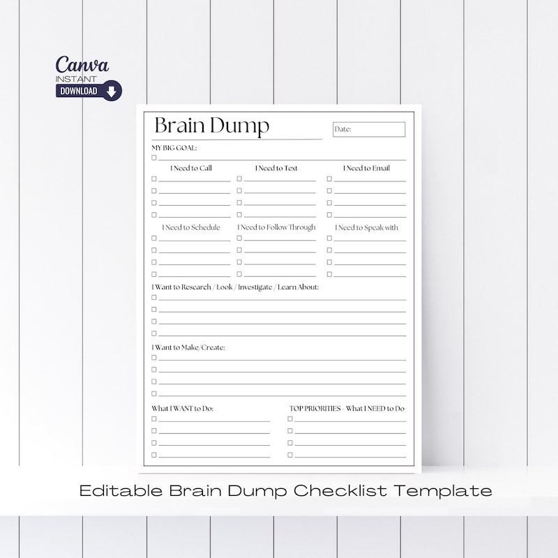 Brain Dump to Do Template - Etsy
