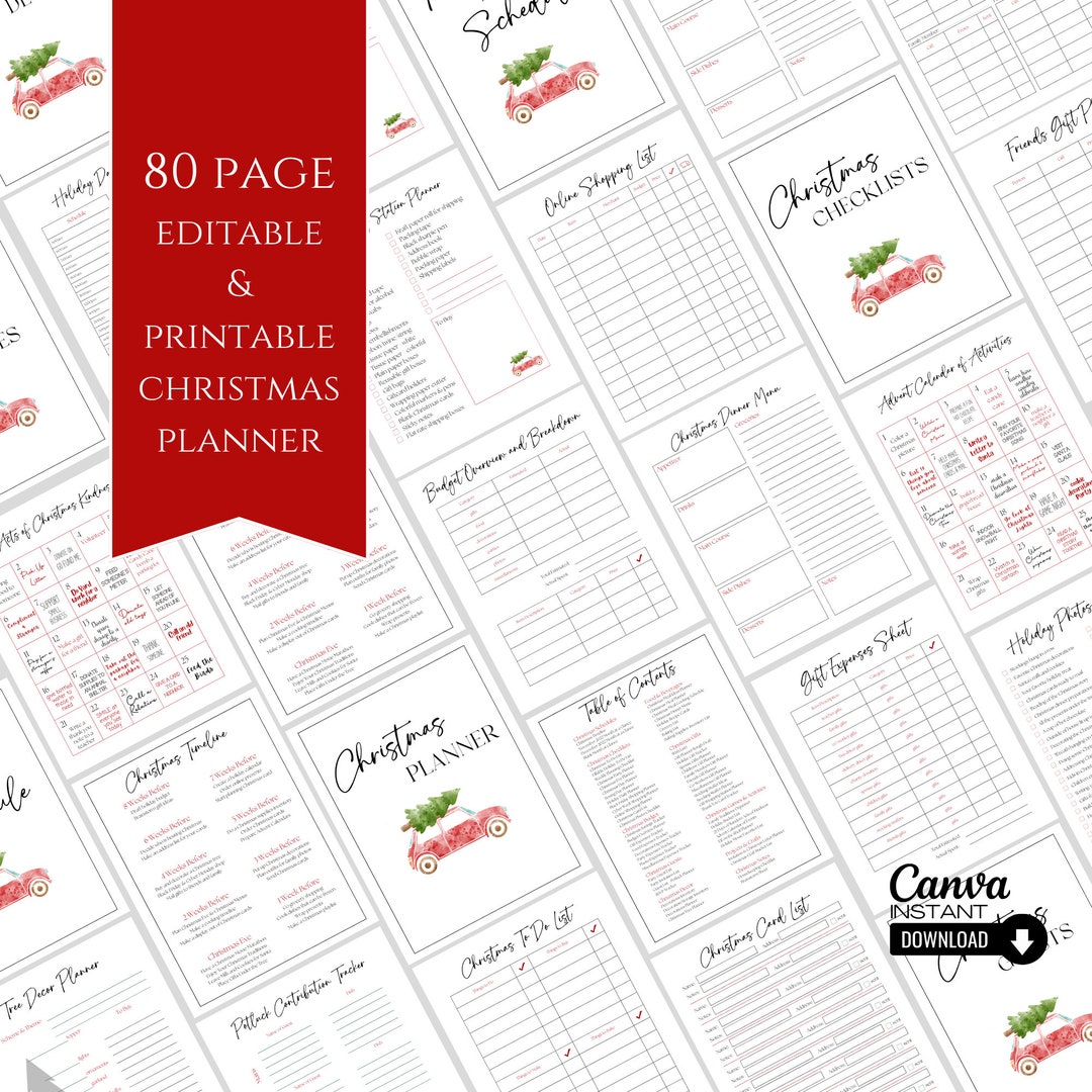 Editable Christmas Planner Template, Printable Holiday Planner, Gift