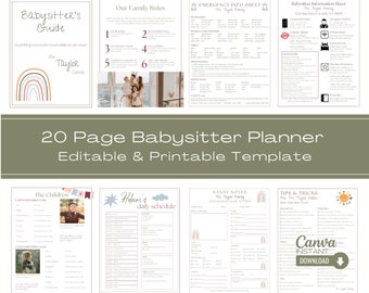 Agenda per babysitter modificabile: guida per l&#39;assistenza all&#39;infanzia, kit per babysitter (download digitale)