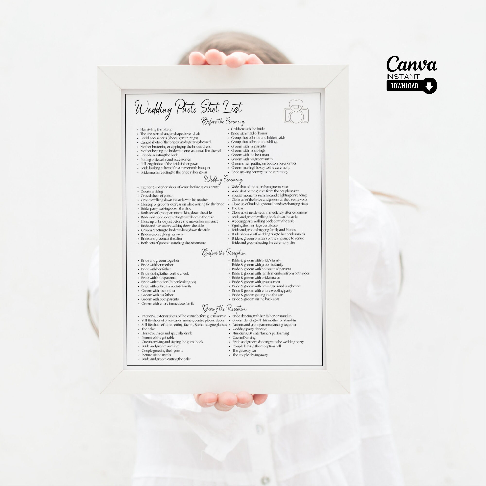 Editable Wedding Photography Checklist Template, Printable Wedding ...