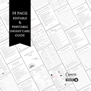 Editable Baby Care Daily Log, Printable Infant Care Tracker, Newborn Daily Report, Babysitter Log Template, Instant Download