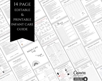 Editable Baby Care Log: Nanny Notes, Babysitter Forms (Instant Download)