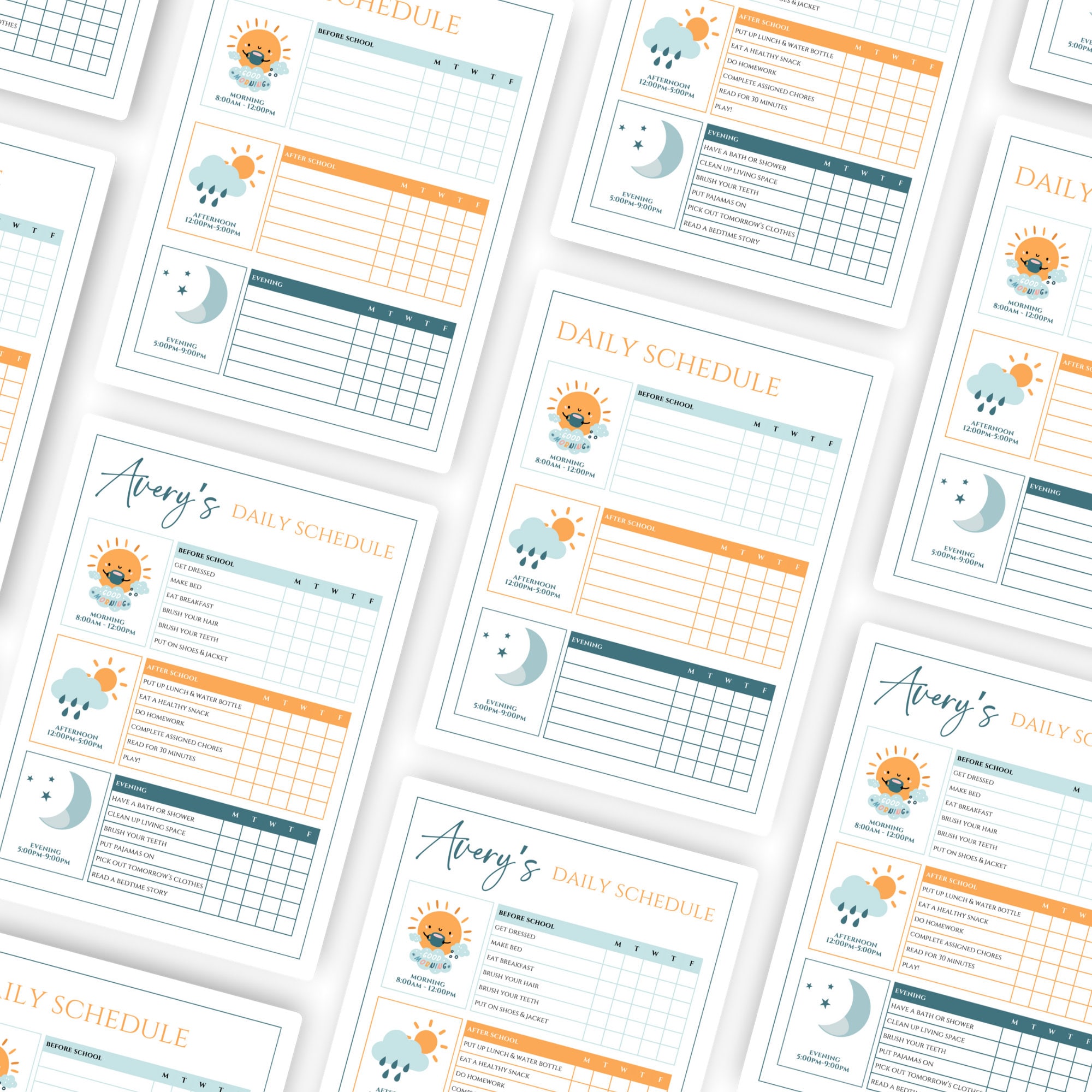 Editable Kids Daily Routine Checklist: Printable Chore Chart (canva ...