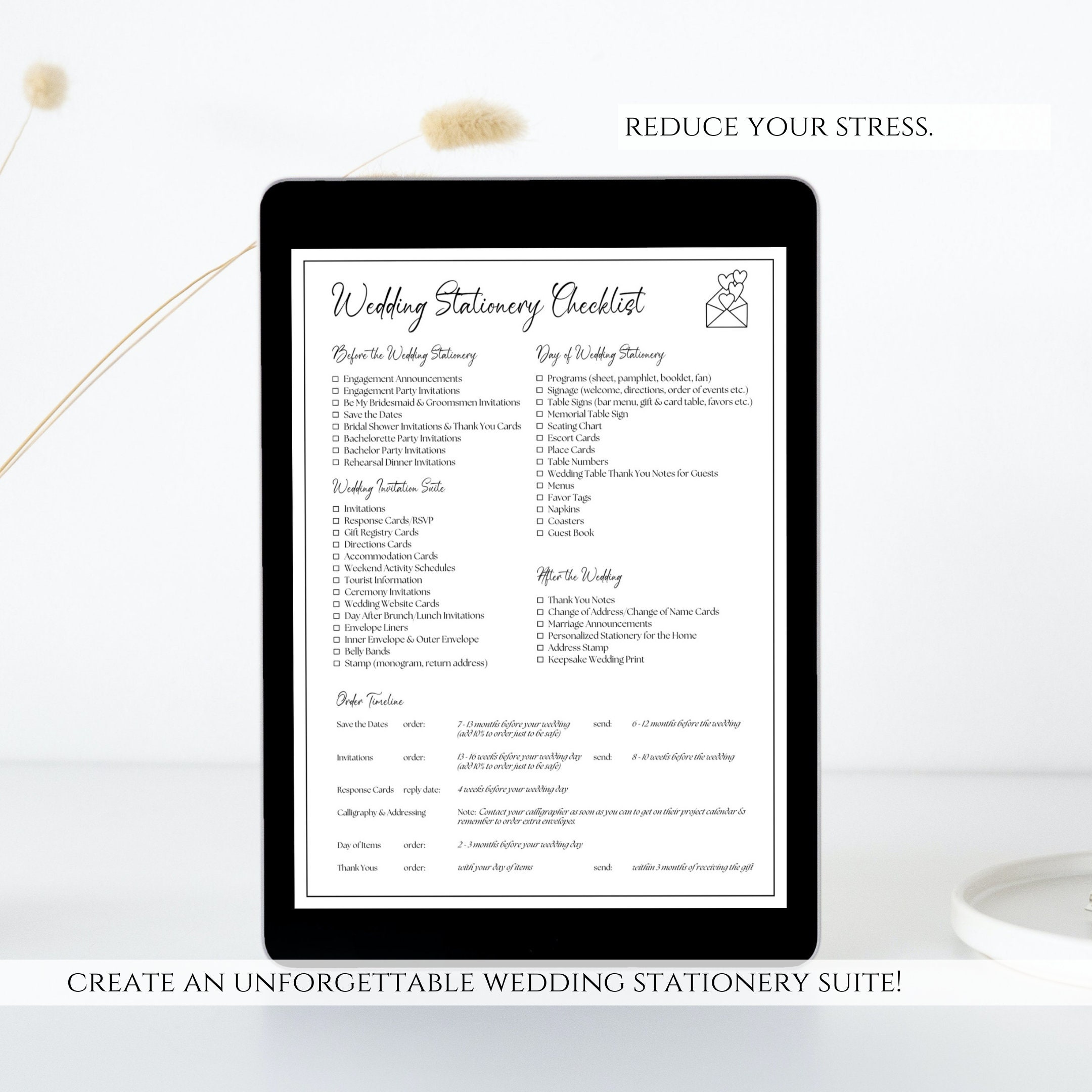 Editable Wedding Stationery Checklist Template, Printable Wedding ...