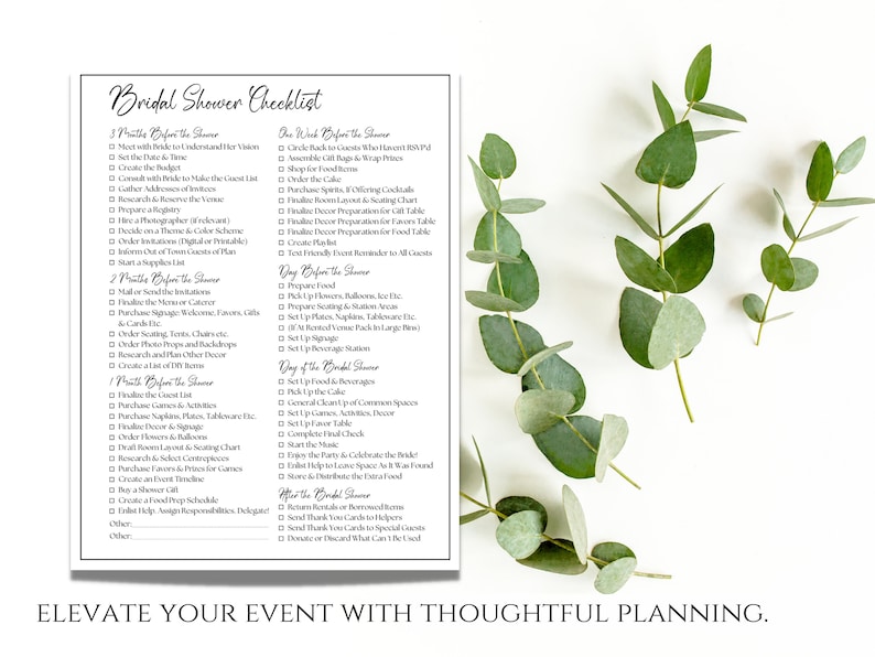 Editable Bridal Shower Planning Checklist Template Printable Etsy
