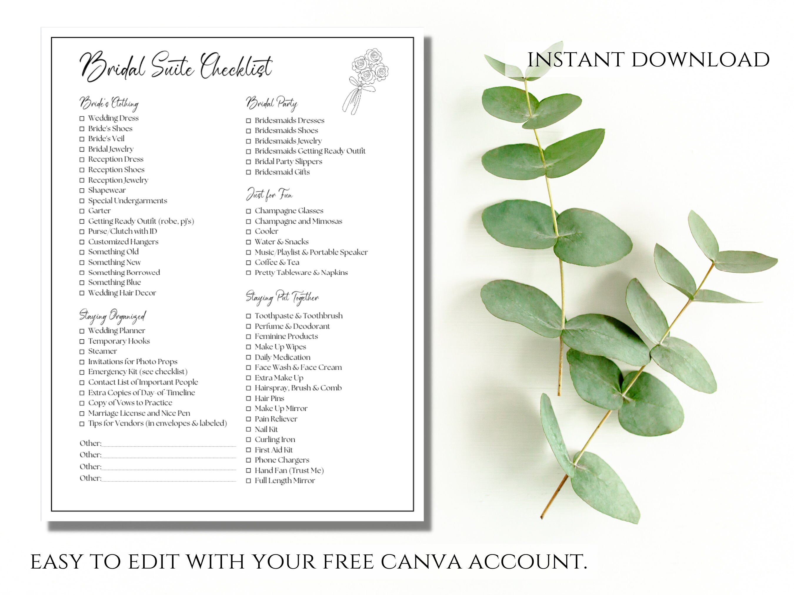 Editable Wedding Day Checklist Printable Wedding Day - Etsy Hong Kong
