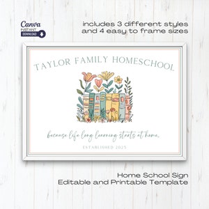Editable Homeschool Sign Template, Printable Home School Room Art, Custom Homeschool Saying Poster, Family Name Homeschool Digital Download