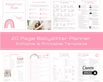 Editable Babysitter Planner: Nanny Notes, Child Care Binder (Printable)
