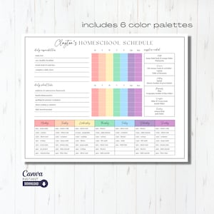 Editable Homeschool Checklist: Daily Schedule Template (Canva & PDF)