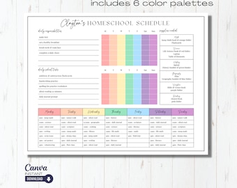 Editable Homeschool Checklist: Daily Schedule Template (Canva & PDF)