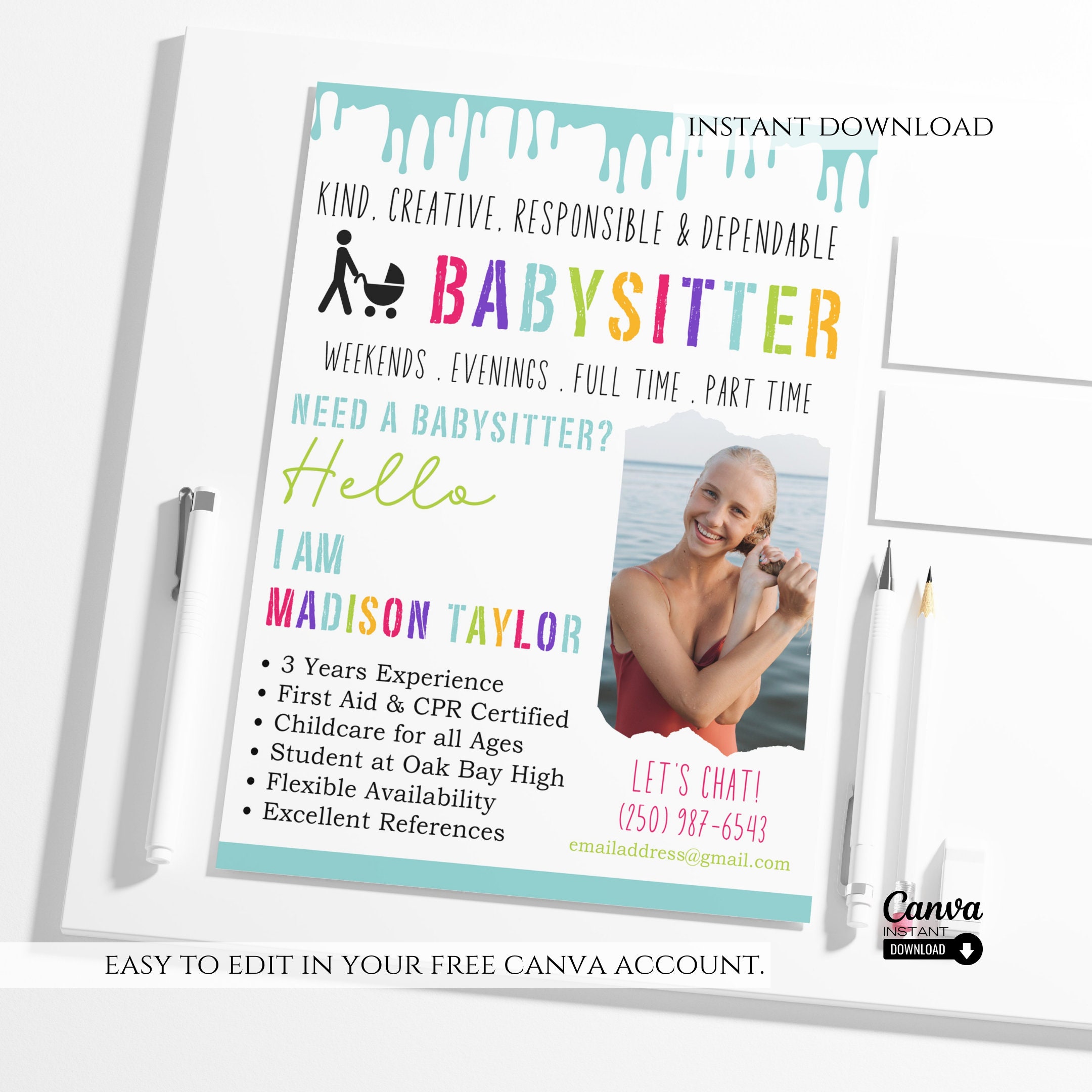 Editable Babysitting Flyer Printable Childcare Services Flyer About 