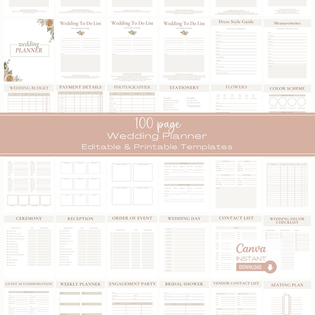 Editable Wedding Planner Template, Printable Wedding Planner Book ...