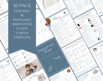 Planner modificabile per babysitter: guida all&#39;assistenza all&#39;infanzia in stile boho, modello Canva (download digitale)