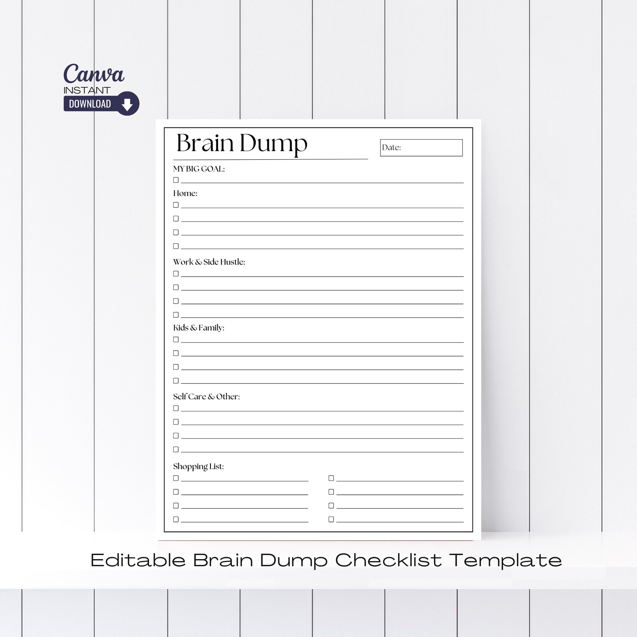 Editable ADHD Brain Dump Printable, ADHD Planner, to Do List Template ...