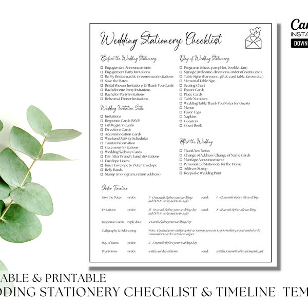 Wedding Checklist - Etsy