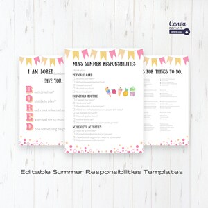 Kids Summer Chore Chart: Editable Activity Checklist (Canva Template)