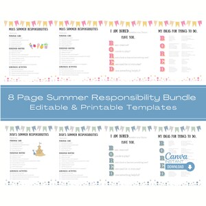 Kids Summer Chore Chart: Editable Activity Checklist (Canva Template)