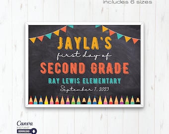 Bewerkbaar bord voor eerste schooldag (afdrukbaar)