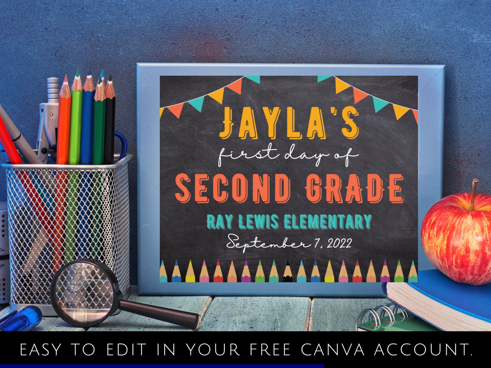 Printable First Day of School Sign Back to School Chalkboard - Etsy