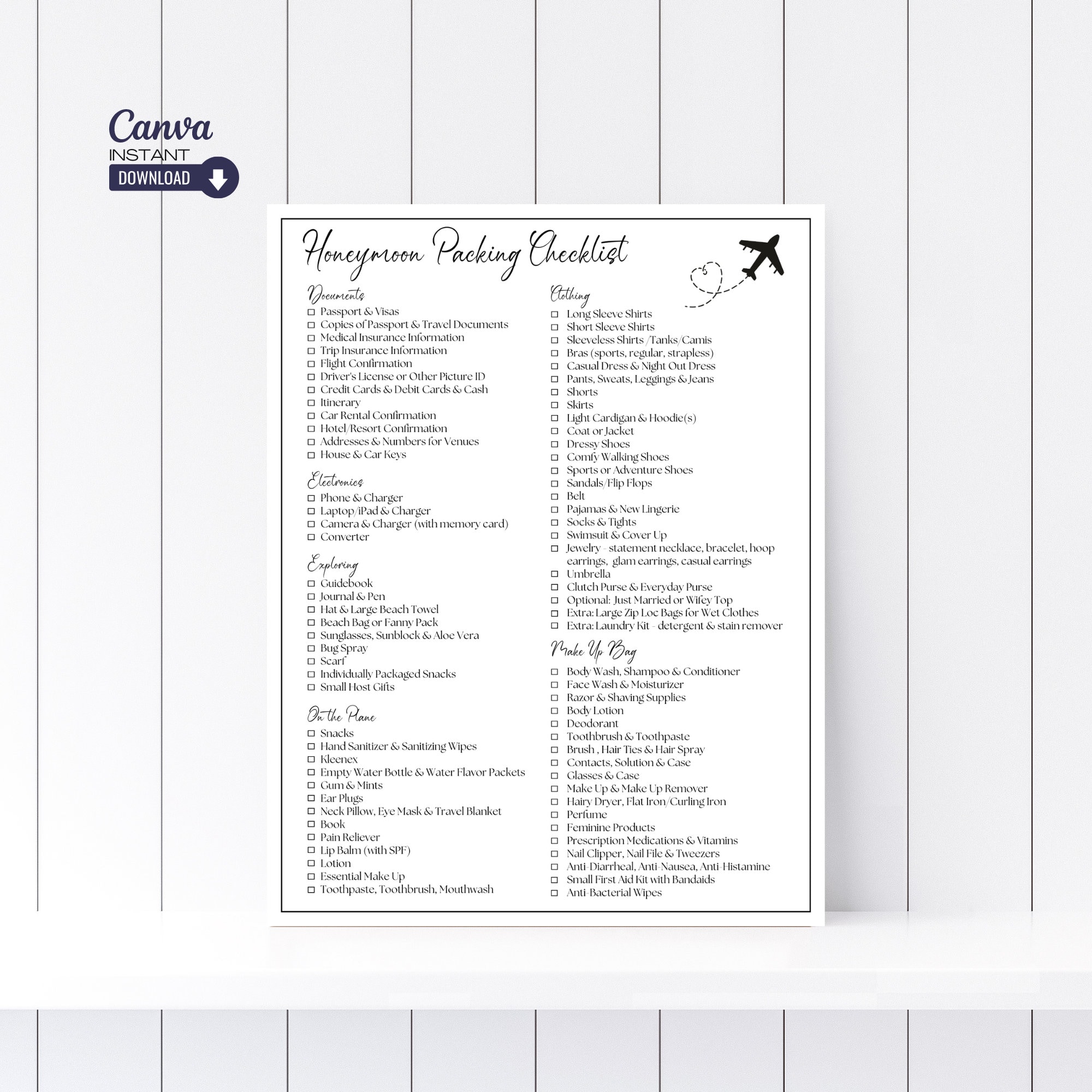 Editable Honeymoon Packing List Template, Printable Honeymoon Planner ...