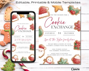 Editable Cookie Exchange Invitation: Christmas Baking Party (Digital Download)