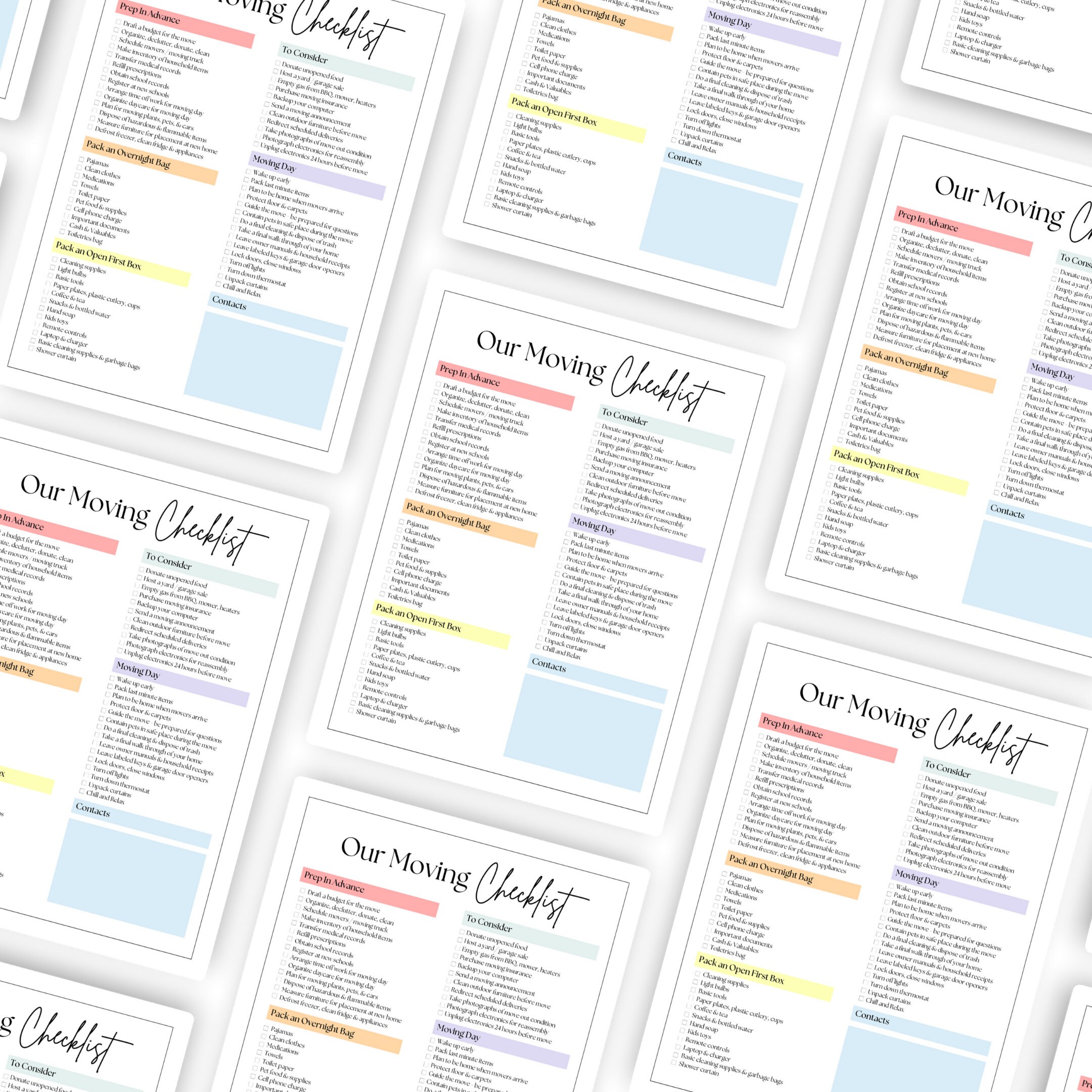 Editable Moving Checklist, Printable Moving Planner, Relocation to Do ...