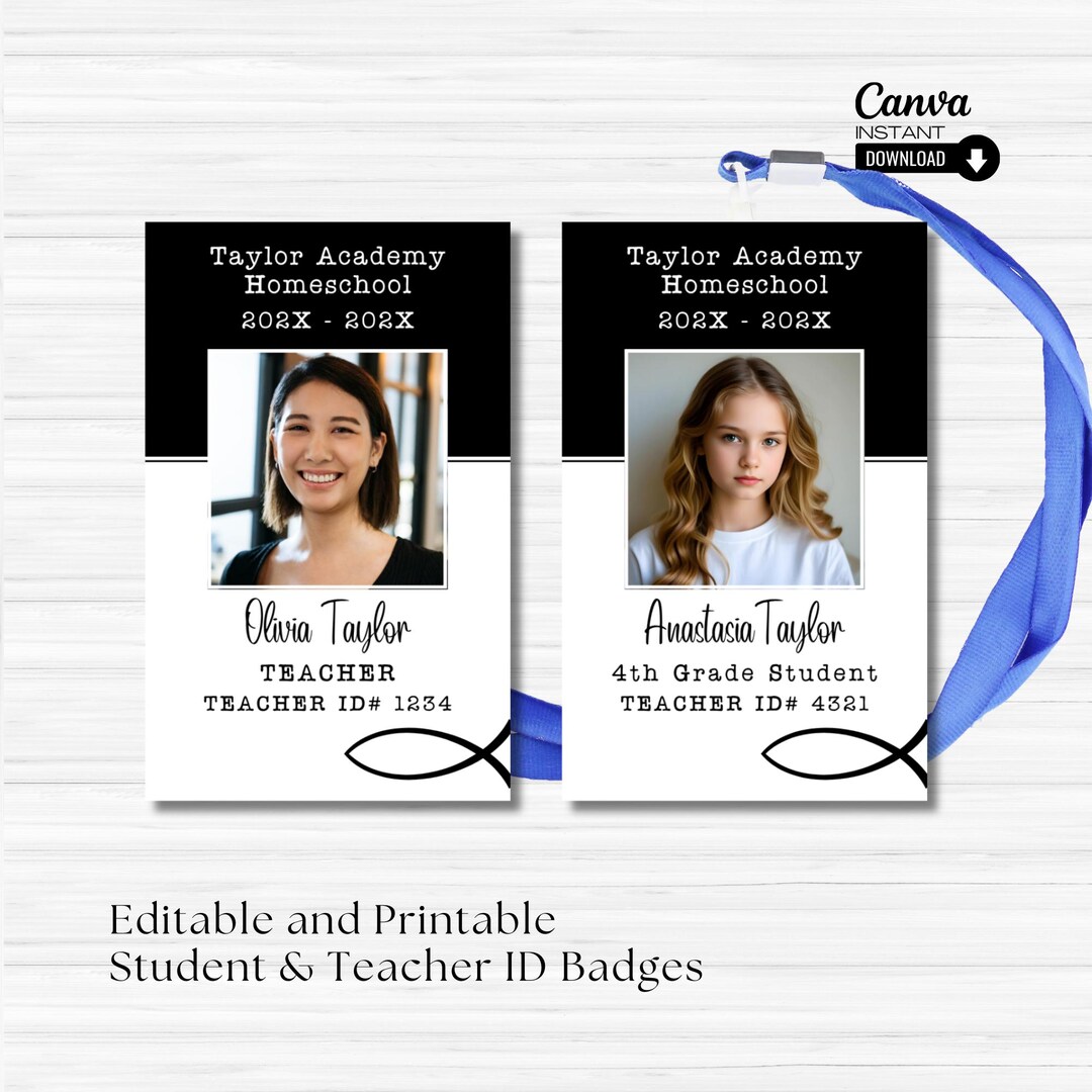 Editable Christian Homeschool ID Card Template: Printable Teacher